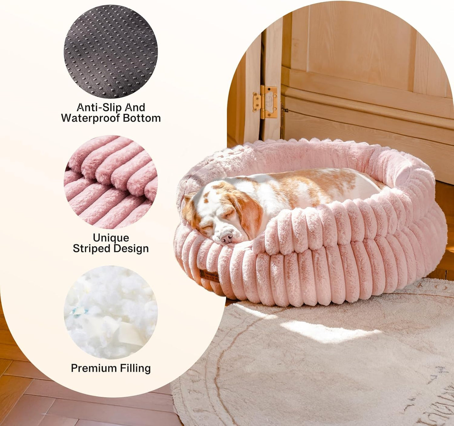 MEWOOFUN Dog Bed for Medium Dogs, Washable Large Cat Beds for Indoor Cats, Donut Pet Bed for Dogs and Cats with Anti-Slip Bottom (Pink, 27"x27"x10") - Pet Explorer