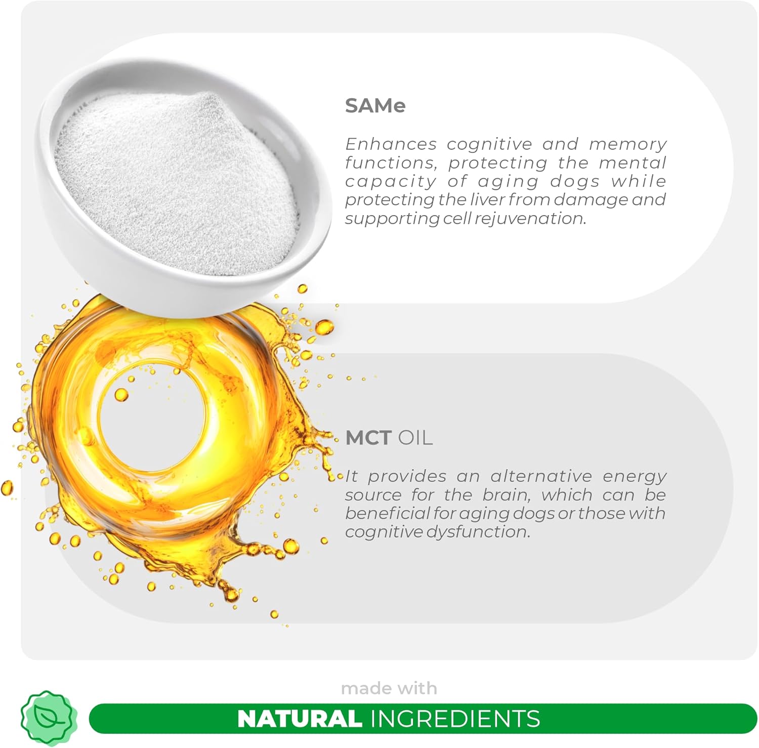 Same for Dogs - 90 Soft Chews - S-Adenosyl-L-Methionine - with MCT Oil for Better Absorption - Promotes Brain Health, Liver Support, and Cognitive Function - Pet Explorer