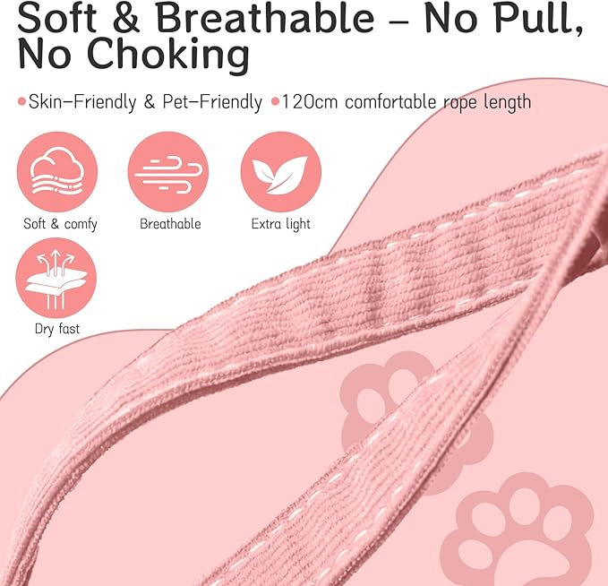 Cat Harness and Leash Set - Escape Proof Adjustable Soft Vest for Cats, Breathable Comfortable Kitten Harness for Outdoor Walking and Travel