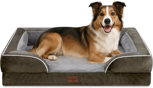 Comfort Expression Large Dog Beds Waterproof Orthopedic Foam Dog Sofa Beds Comfy Pet Bed with Washable Removable Cover & Non-Slip Bottom(Large,Dark Green) - Pet Explorer