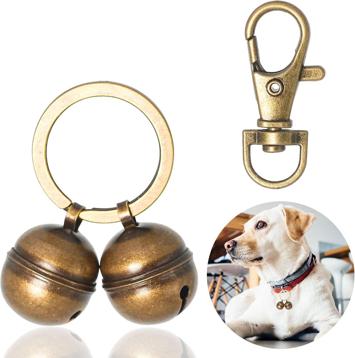 Copper Bells for Dog Collars with Snap Clips - Made of Pure Copper for Dogs/Cat - Clear Sound & No Rust - Save Birds Wildlife, Know Where Your Pet Christmas Sounds - Pet Explorer