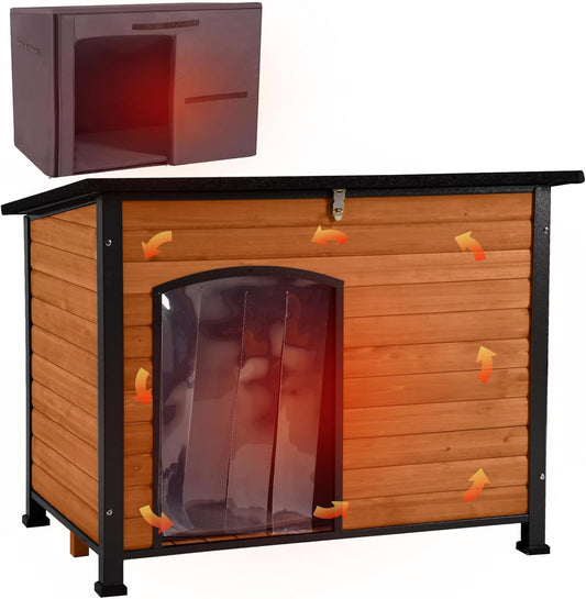 Aivituvin Dog House Outdoor & Indoor Dog Kennel with Insulated Liner for Winter Waterproof Large Dog Cage for Small & Medium & Large Dogs,Unique All-Around Iron Frame - Pet Explorer