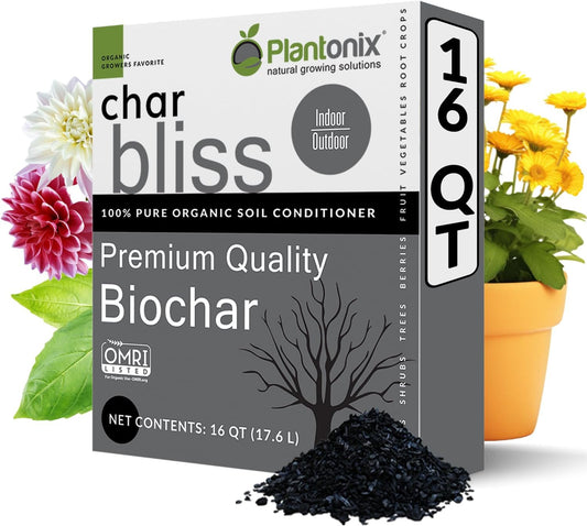 Char Bliss (16 Qts) - Organic Biochar for Plants - OMRI-Listed Biochar Soil Amendment Organic - Bio Char for Plants - Horticultural Charcoal for Plants, Potting Soil, Garden Soil, & Potting Mixes - Pet Explorer