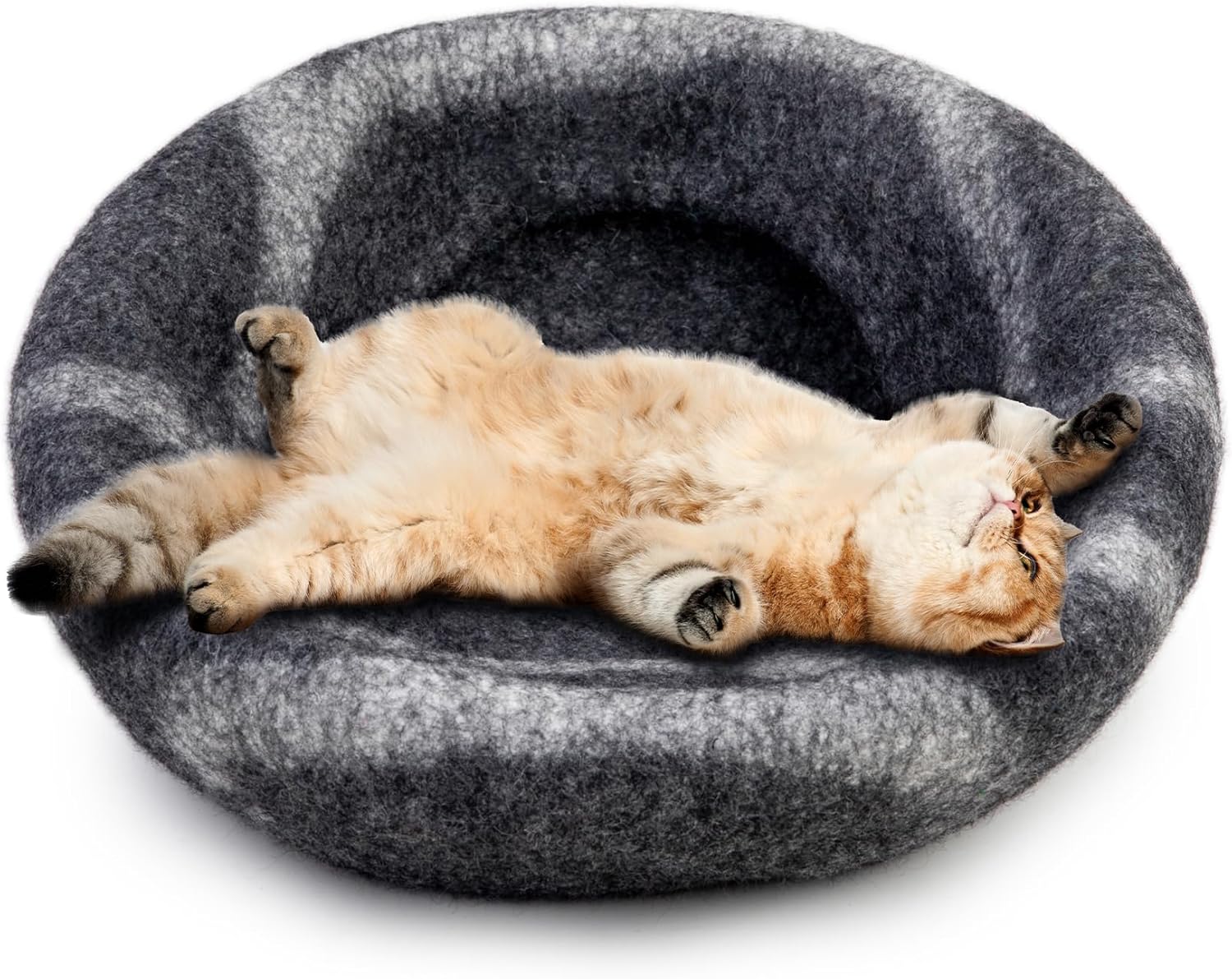 Luxurious Eco-Friendly Merino Wool Cat Cave Bed - Foldable Hideaway Pod for Indoor Cats - Premium Felt Kitten Beds - Covered Cat House for Ultimate Cozy Comfort by Woolygon - Pet Explorer