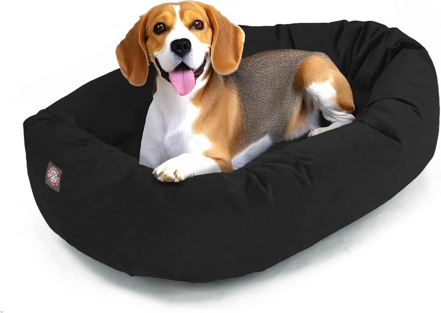 Majestic Pet 32 Inch Suede Calming Dog Bed Washable 32x23x7 (Inch) – Cozy Soft Round Donut Dog Bed with Spine Support for Dogs to Rest Their Head - Pet Bed Medium – Black (2025) - Pet Explorer