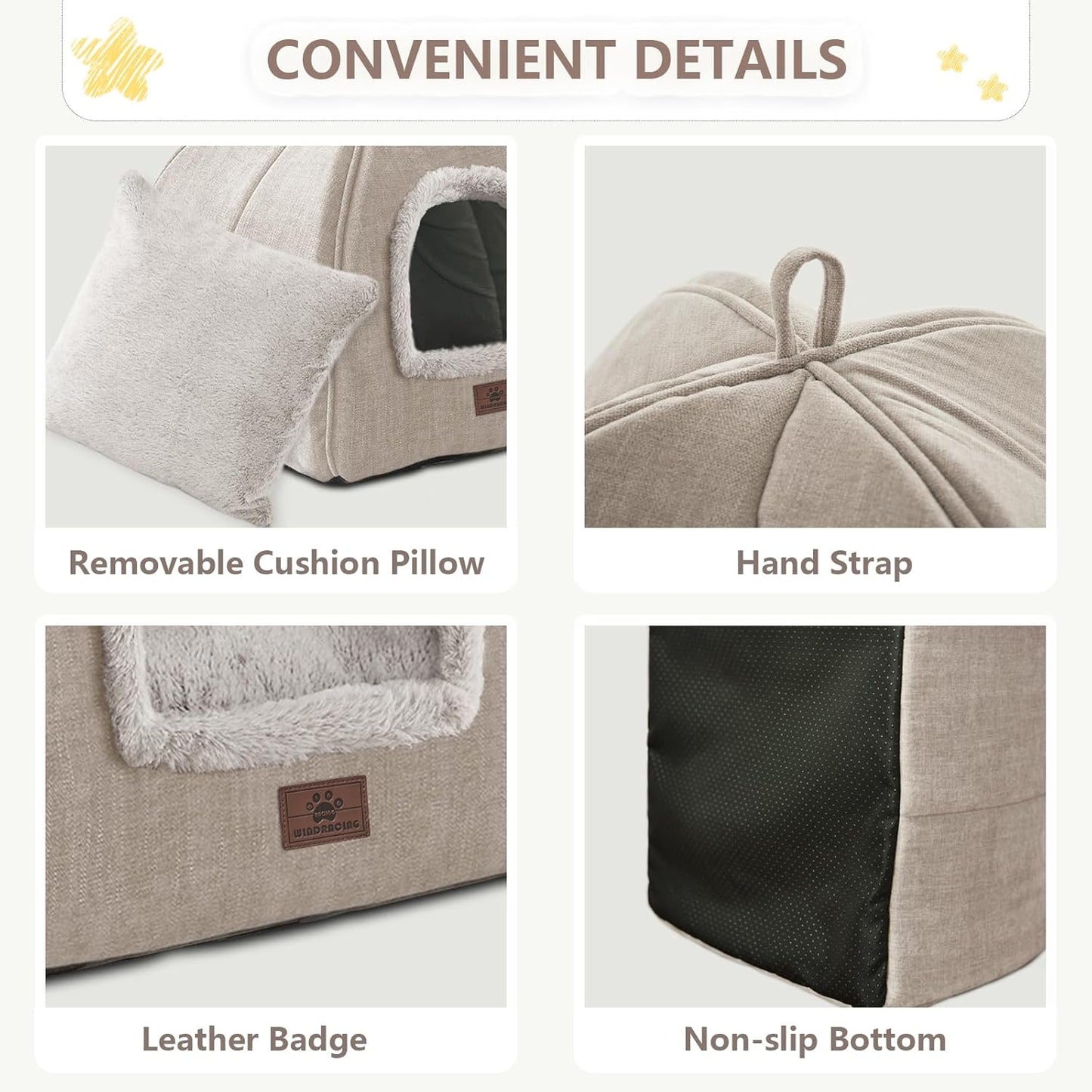 Cat Bed for Indoor Cats - Cat Cave Cat House Cats Tent with Removable Washable Cushioned Pillow, Soft and Self Kitten beds - Pet Explorer