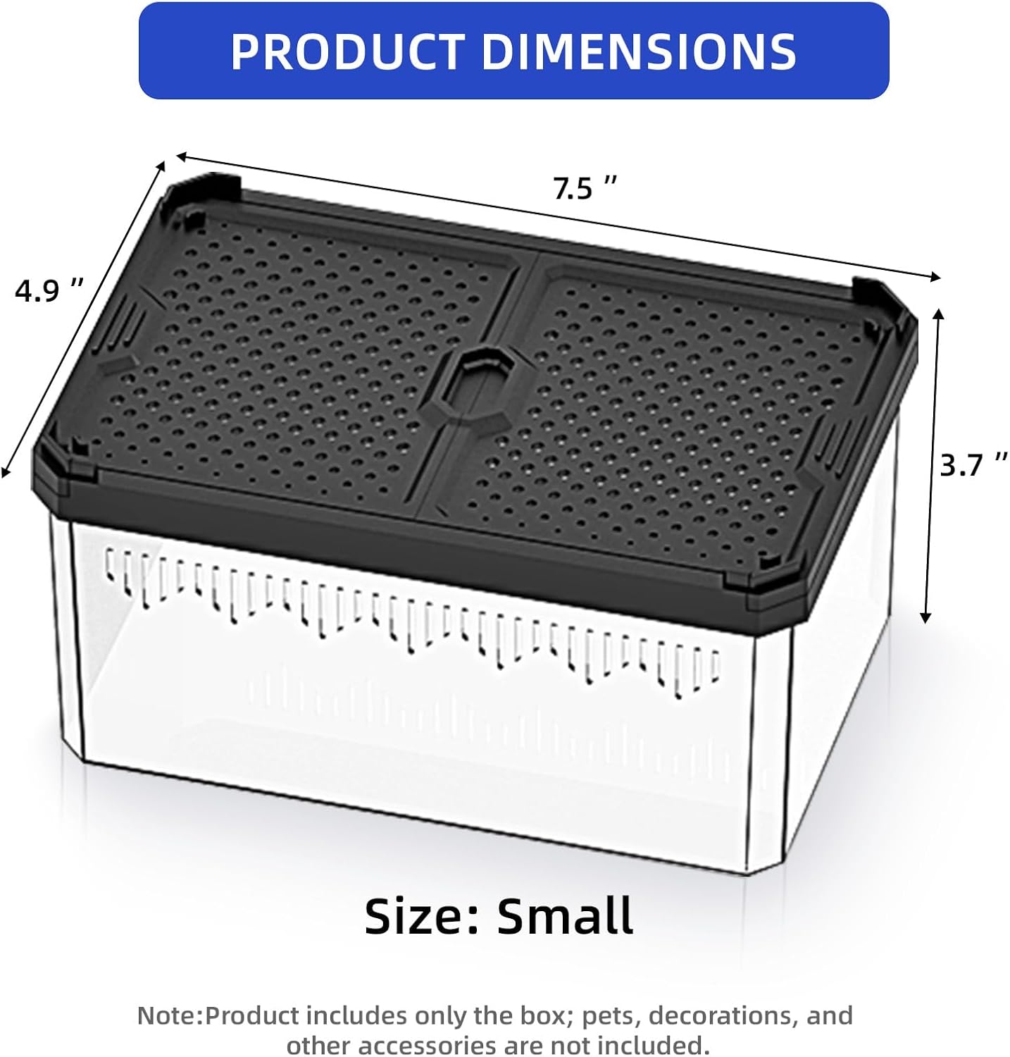 High-Transparency Reptile & Insect Enclosure Terrarium with Magnetic Door, Excellent Ventilation, Easy Cleaning, and Strong, Long-Lasting Build for Gecko, Tarantula, Hermit Crab (7.5x4.9x3.7 Inch) - Pet Explorer