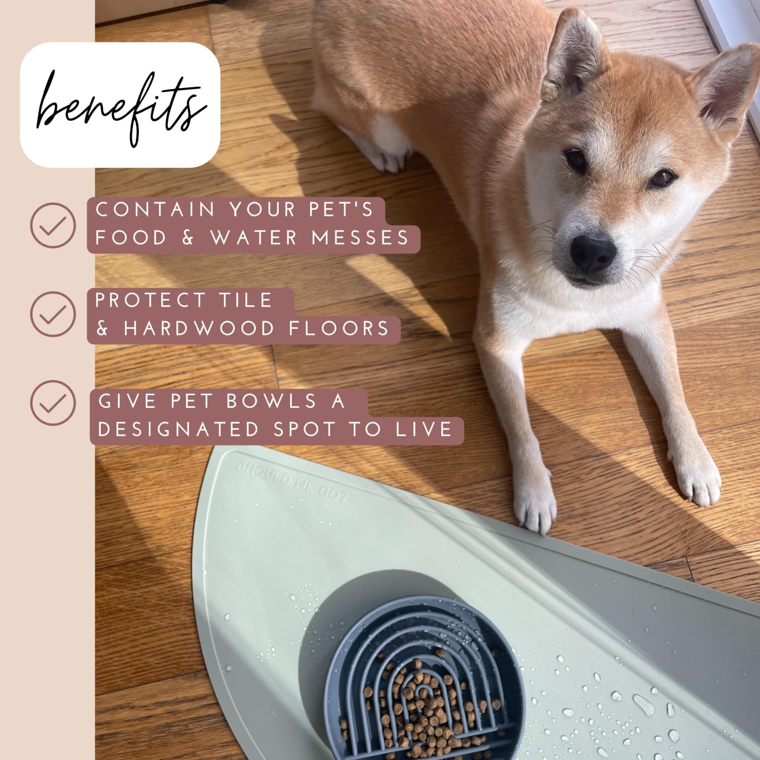 Waterproof Silicone Pet Food Mat - Non-Slip, Spill-Proof Feeding Mats for Floors, Raised Edge Design, Easy-to-Clean, Rubber Mat for Dog & Cat Bowls, 28" Across x 14" Deep, Large-Honey - Pet Explorer