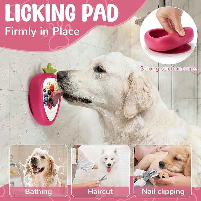 Freeze Dog Lick Bowl, Animire Non-Slip Slow Feeder Lick Mat for Dogs, Silicone Dog Enrichment Bowl for Distraction Anxiety Relief Boredom, BPA Free, Dishwasher Safe(Rose,S)