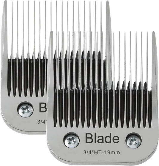 2PCS 3/4" HT Dog Grooming Replacement Blades Compatible with Andis Dog Clippers,Dog Clipper Blades Compatible with Wahl KM-10 Series Clippers, Oster A5,Size-3/4-Inch 19mm Cut Length,Silver - Pet Explorer