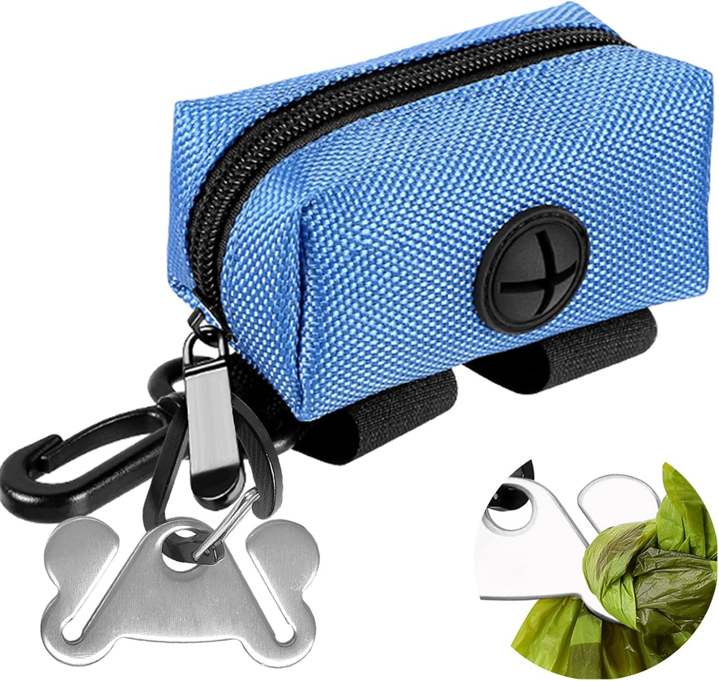 Dog Waste Bag Dispenser Pet Poop Bags Holder for Doggie Waste Bags Dispensers Soft Fabric Zipper Small Doggy Puppy Pouch for Leash Accessory Attachment with Carrier,Blue - Pet Explorer