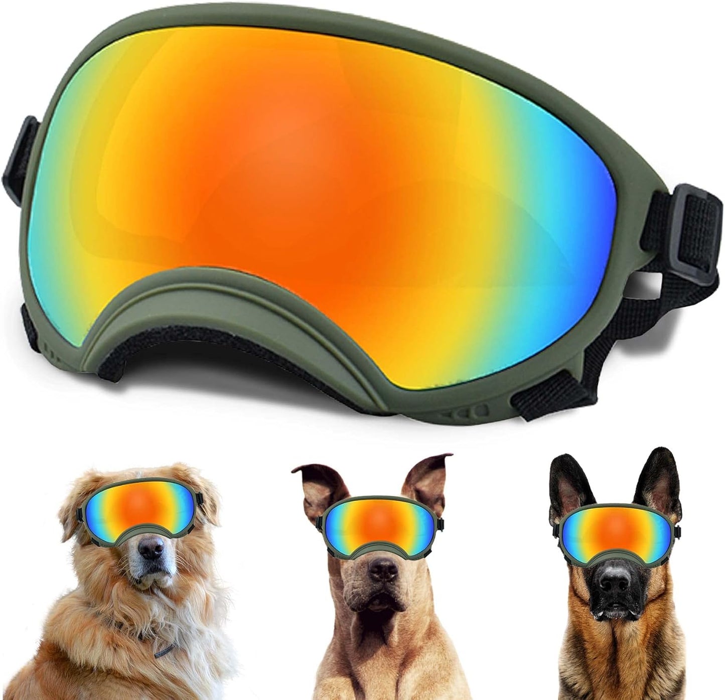 Winproof Adjustable Strap Dog Sunglasses, UV Protection, Suitable for Medium-Large Dogs, Soft Goggles - Pet Explorer