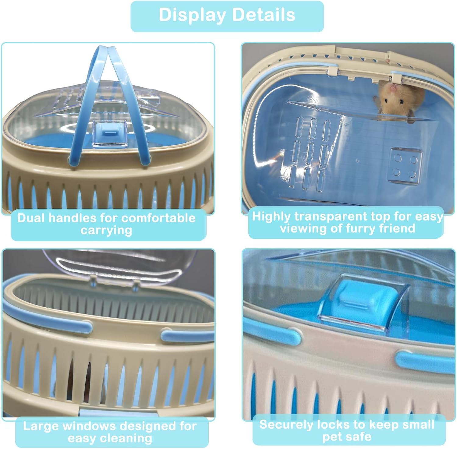 Hamster Carrier Guinea Pig Carrier 13 X 11 X 8 In Portable Hamster Travel Cage with Ventilation Holes Outdoor Small Animal Carrier for Rat Gerbils Rabbit Hedgehog Squirrel Mouse Sugar Glider - Pet Explorer
