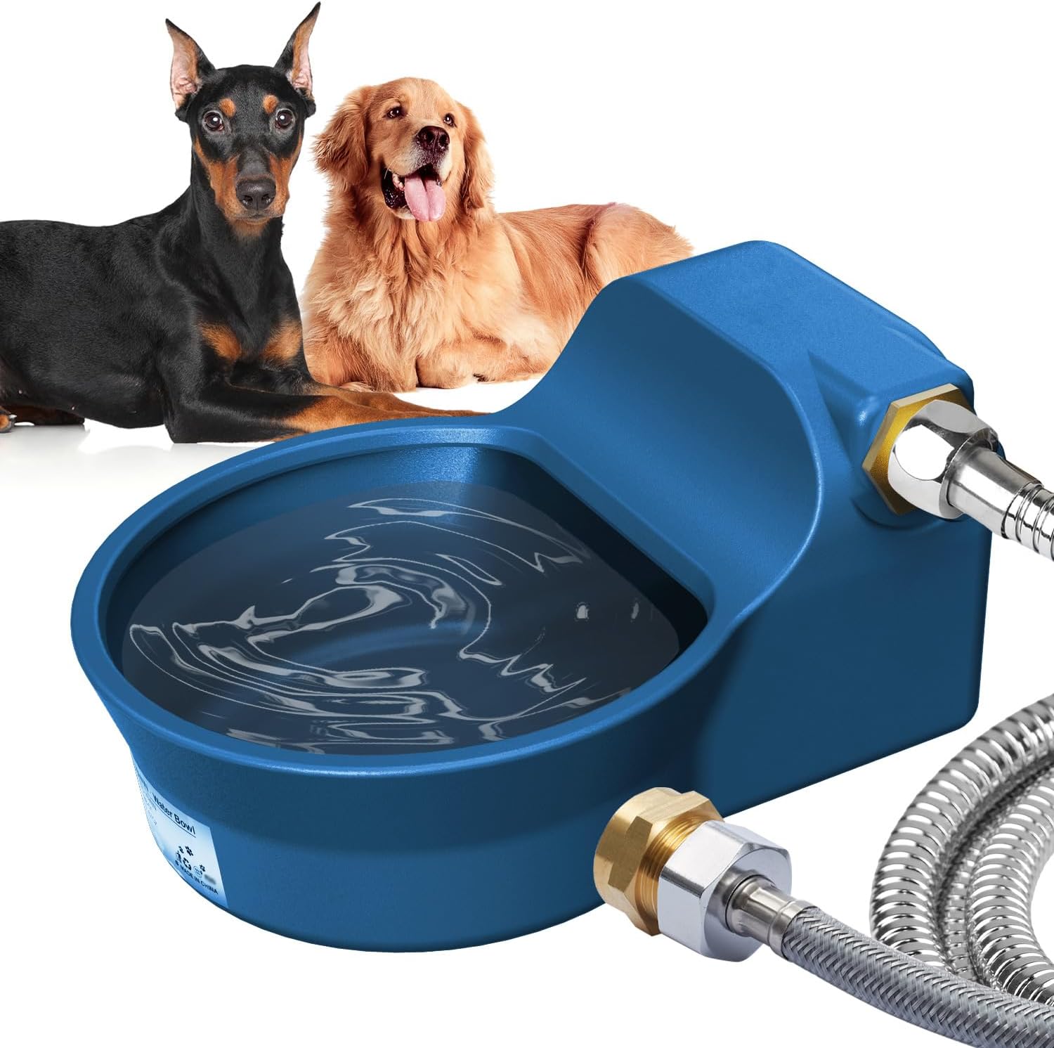 Automatic Dog Water Bowl Dispenser, Patented Automatic 2L Water Dispenser for Dogs, Chicken Waterer Bowl Fit 3/4''GHT Faucet, Water Hose Copper Connector Outdoor Dog Water Bowl for Livestock - Pet Explorer