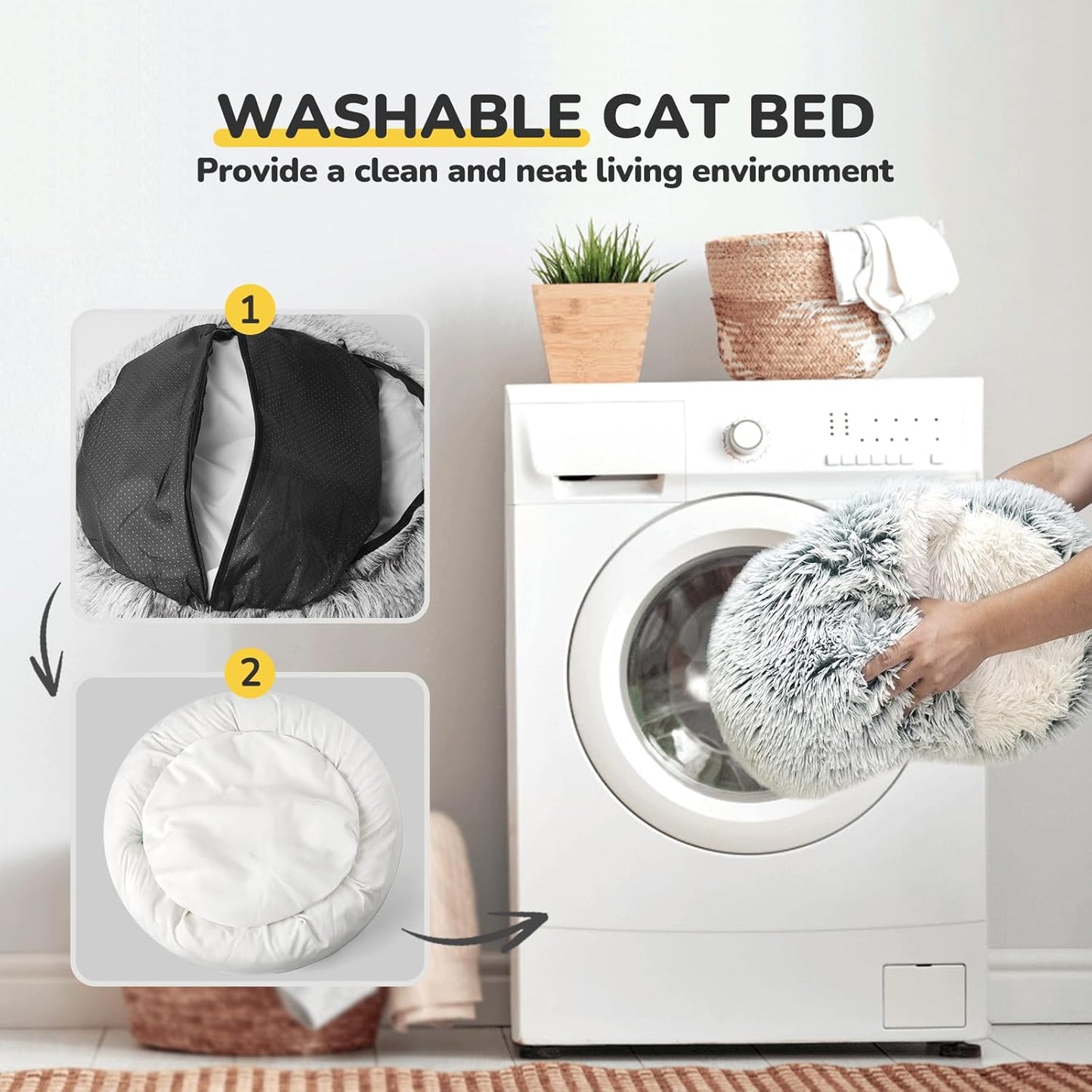 CATISM Cozy Plush Hooded Cat Bed, Indoor/Outdoor, Self-Warming Cave, Removable Washable Non-Slip Bottom - Pet Explorer