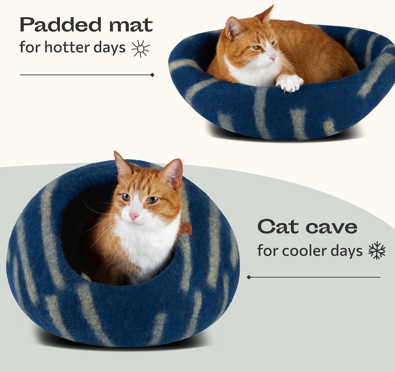 MEOWFIA Cat Cave – Premium Felt Cat Bed for Indoor Cats, Handmade 100% Merino Wool (Medium, Deep Azure) - Pet Explorer