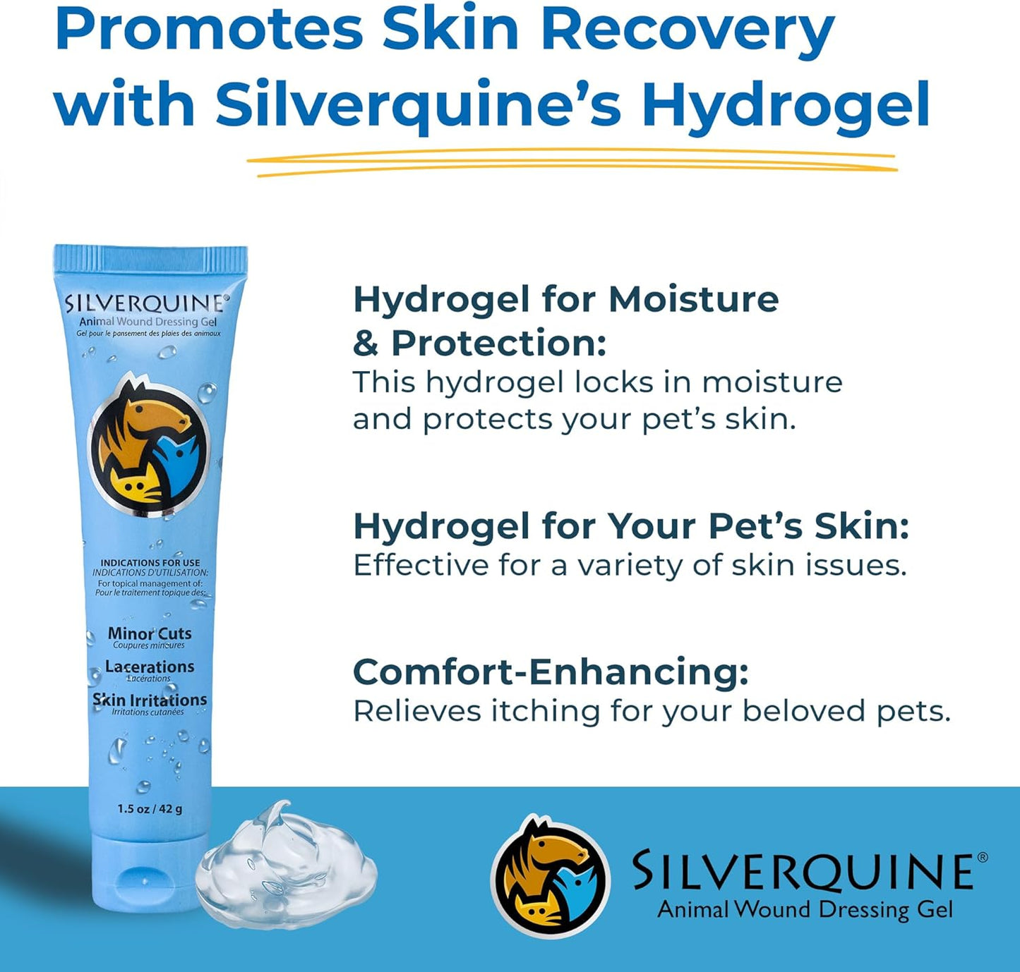 Hot Spot Gel for Dogs and Cats - Dog Wound and Skin Irritation Solution, Pet Emergency Kit, Hydrogel Ointment for Cuts, Burns, Itch, Skin Issues, and Pet Restoration & Wellness - 1.5 Oz - Pet Explorer