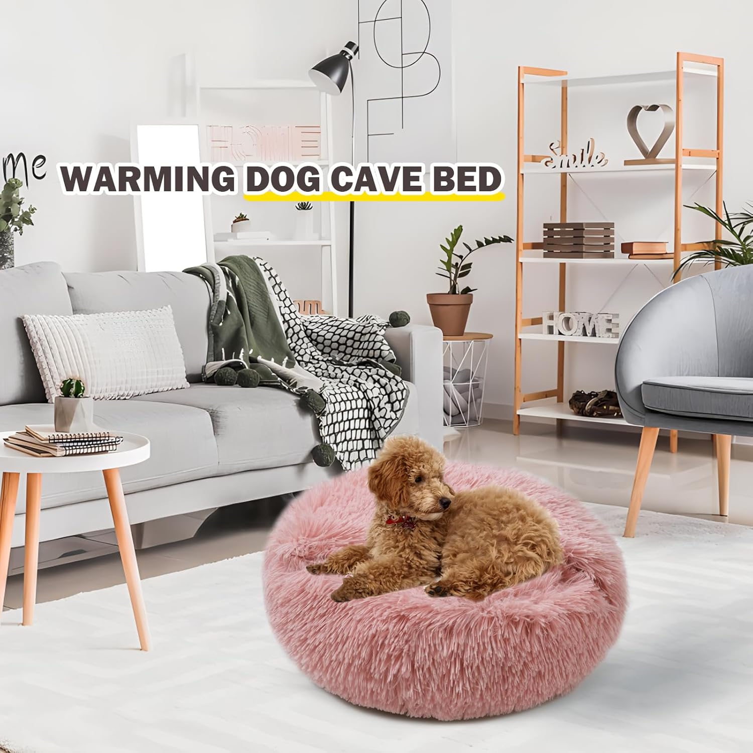 Cat Bed for Indoor Cats, Calming Cozy Cave with Self-Warming Plush, Entire Bed Machine Washable & Anti-Slip Base, Breathable Pet Bed for Small Cats&Dogs All Seasons (Leather Pink, 20 * 20inch) - Pet Explorer