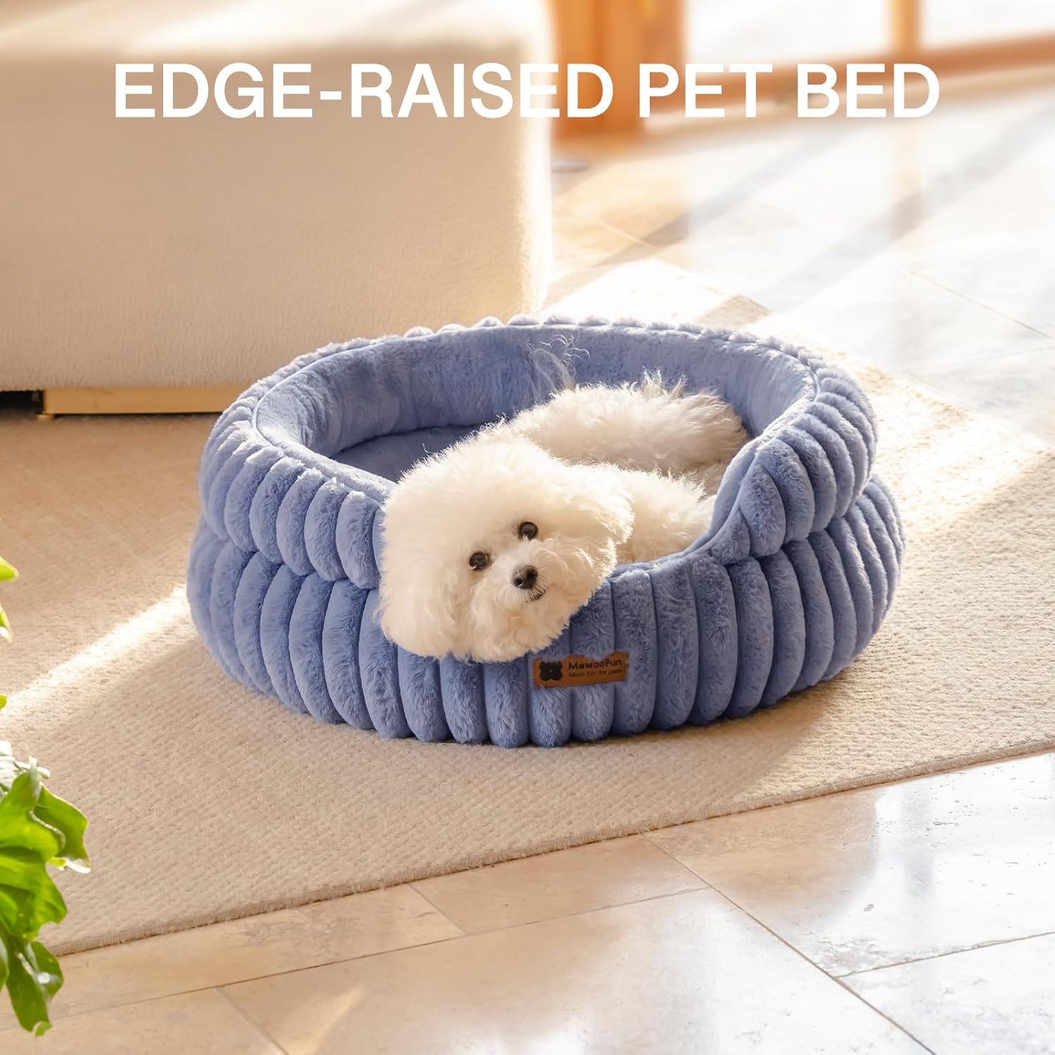 MEWOOFUN Dog Bed for Medium Dogs, Washable Large Cat Beds for Indoor Cats, Donut Pet Bed for Dogs and Cats with Anti-Slip Bottom (Blue, 27"x27"x10") - Pet Explorer