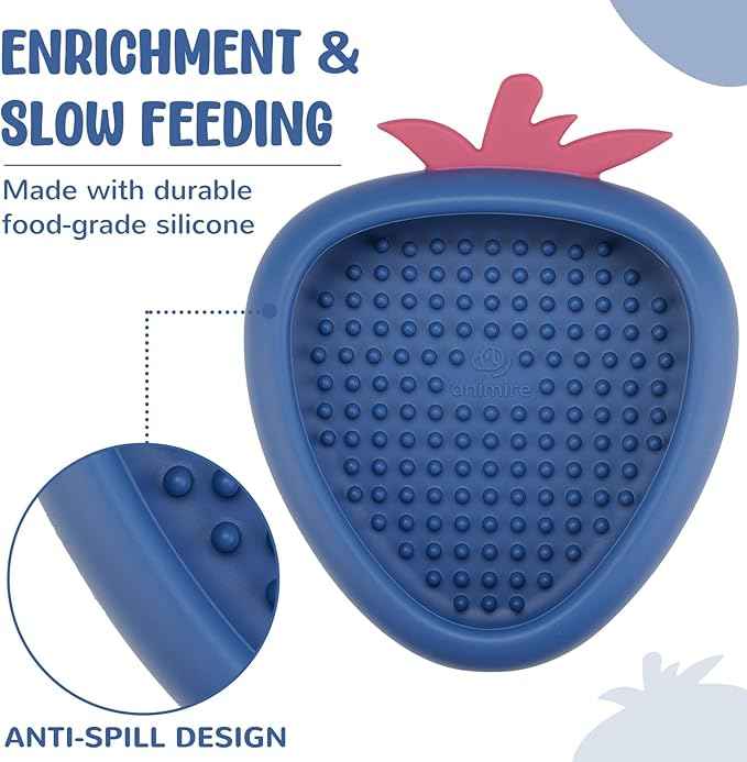 Freeze Dog Lick Bowl, Animire Non-Slip Slow Feeder Lick Mat for Dogs, Silicone Dog Enrichment Bowl for Distraction Anxiety Relief Boredom, BPA Free, Dishwasher Safe(Dark Blue,S)
