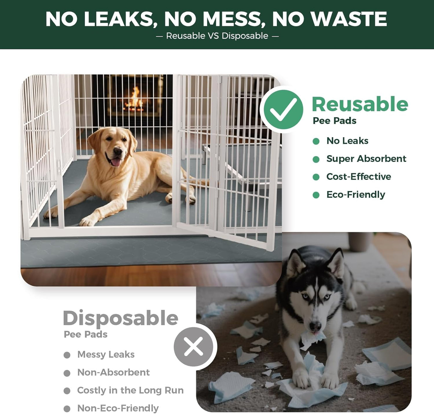 FXW Washable Pee Pads for Dogs, Puppy Pads with Super Absorbent, Specifically Designed Rollick/Homeplus 24inch 8 Panels Dog Playpen, 29" Octagon, Gray, 1 Pack - Pet Explorer