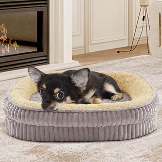 Orthopedic Dog Bed for Puppy,Extra Small Dogs Breeds,Oval Cat Bed,High Density Egg Crate Foam Dog Sofa Beds,Pet Couch Bed with Four Sided Bolster,Removable Washable Cover&Non-Slip Bottom - Pet Explorer