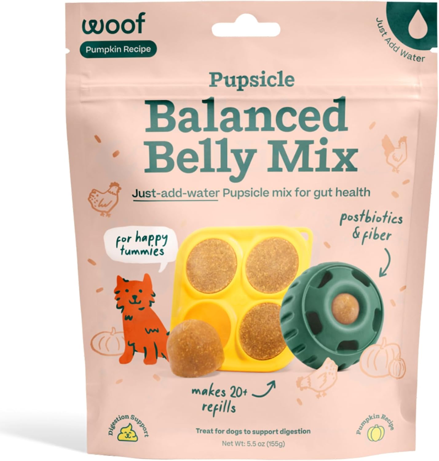 WOOF Dog Pupsicle Mix - Easy-to-Make DIY Pupsicle Refills - Tasty, Healthy Pupsicle Mix - Wholesome Ingredients - Long-Lasting Treats for Dogs - Balanced Belly Mix - Pet Explorer