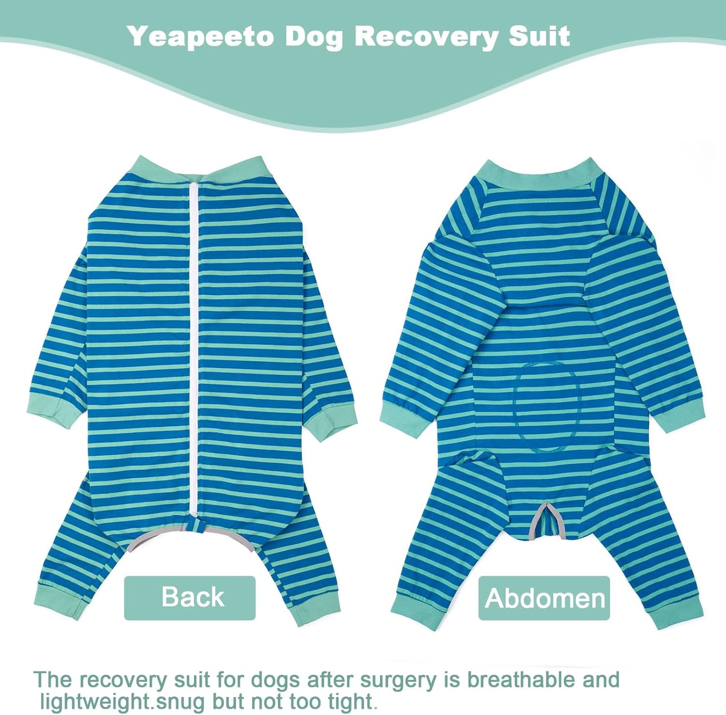 Yeapeeto Dog Onesie Surgery Recovery Suit for Large Medium Bodysuit Dogs Pajamas PJS Full Body for Shedding, Prevent Licking, Wound Protection, Cone Alternative… (Blue Green, 6X-Large (Pack of 1))