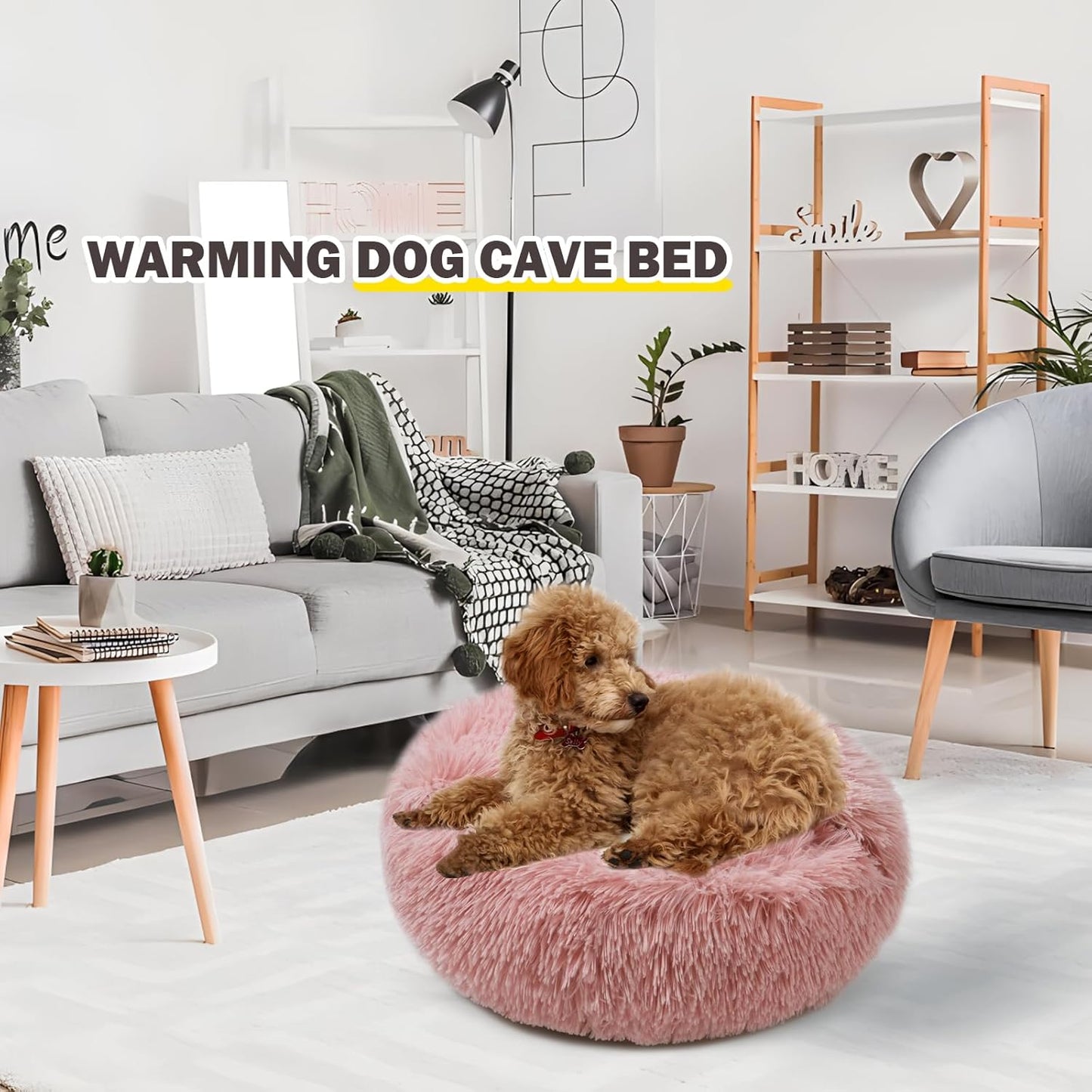 Cat Bed for Indoor Cats, Calming Cozy Cave with Self-Warming Plush, Entire Bed Machine Washable & Anti-Slip Base, Breathable Pet Bed for Small Cats&Dogs All Seasons (Leather Pink, 24 * 24inch) - Pet Explorer