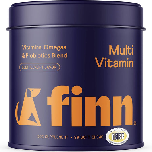 Finn All-in-1 Multivitamin for Dogs - Daily Multi with Probiotics, Omegas & Nutrients to Support Everyday Wellness - 90 Soft Chews - Pet Explorer