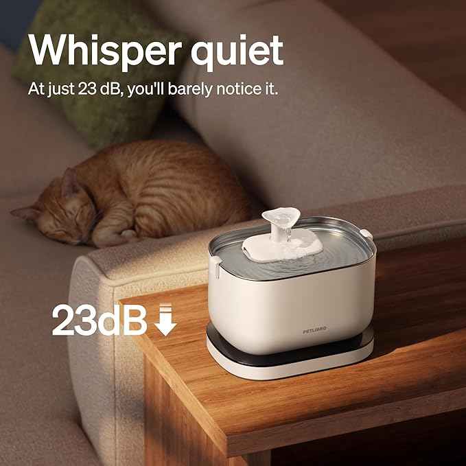 Bundle of PETLIBRO Cat Water Fountain with 8 Packs Pet Fountain Filters & Sponges, 2.5L/84oz Dockstream Water Fountains for Cats Indoor, Cat Fountain with Stainless Steel Tray,