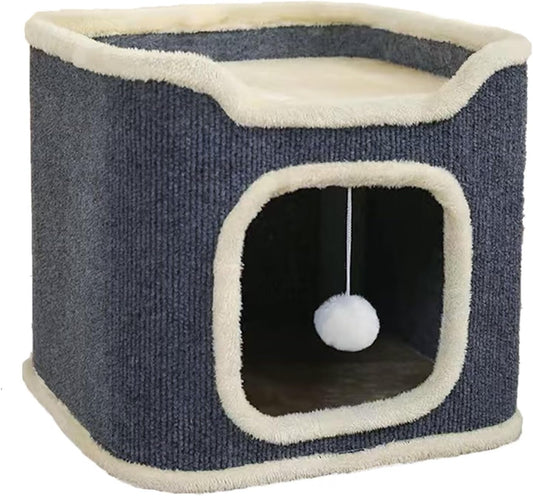 Cat House for Indoor Cat Beds, Multi-Level Cat Condo Foldable Cat Cave (1-Level) - Pet Explorer