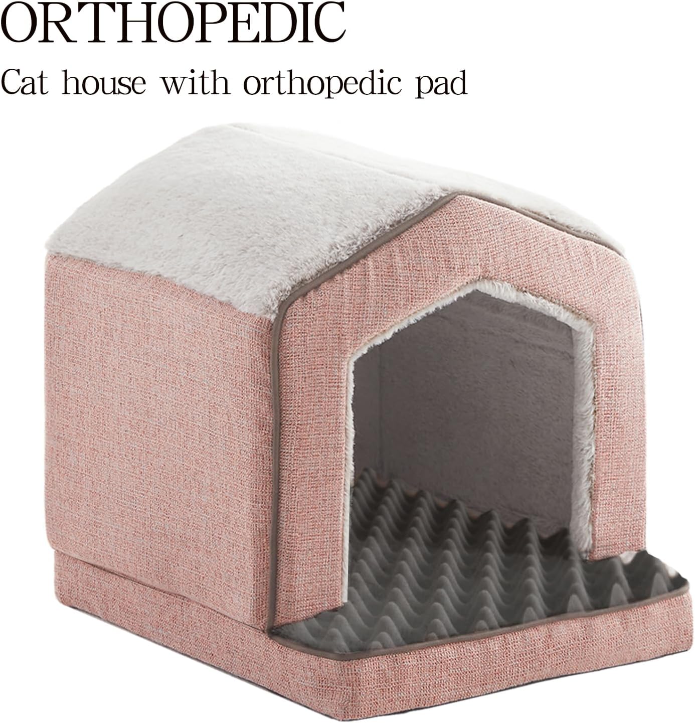Orthopedic Cat Houses for Indoor Cats,Small Dogs,Super Soft Cat Bed Cave,Condos, Cubes,Cat Hideaway,Covered,Cat Bed for Kitty Small Medium Large Pet (Pink, 18" L x 15" W x 17" Th) - Pet Explorer