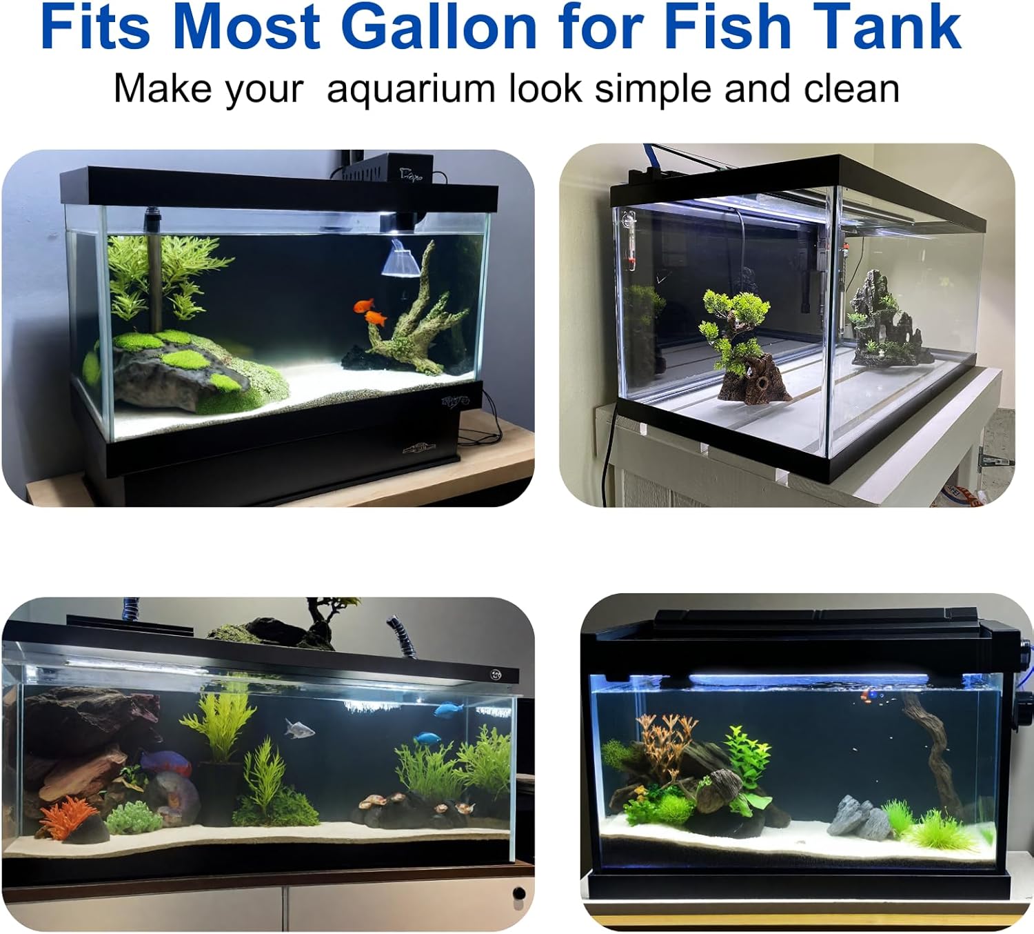 ELEBOX Aquarium Background Blue Black Fish Tank Background Picture 2 Sides Fish Backdrop for Aquarium Wallpaper 12"x 32" - Pet Explorer