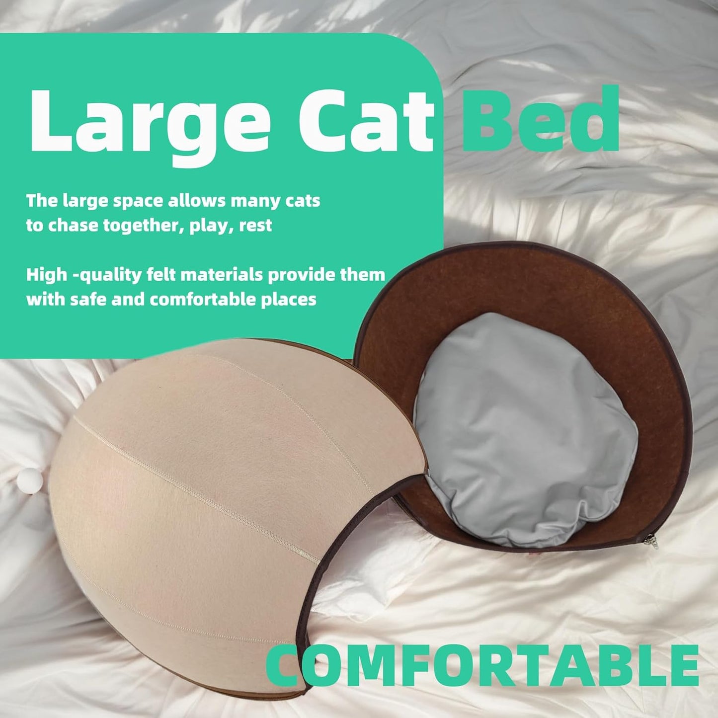Donut Cat Tunnel Bed Peekaboo Cat Cave for Large Cats Up to 30 Lbs, Kitty Interactive Playing Tent House for Multiple Cats,Detachable,Scratch Resistant (2 in 1 Brown, Medium - 20 Inch Diameter) - Pet Explorer