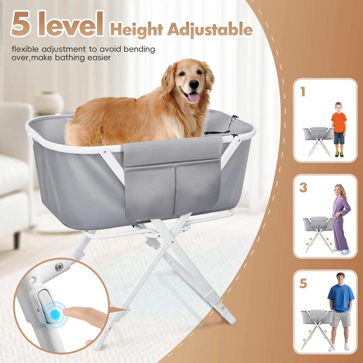 Portable Dog Bathtub, Elevatable Dog Washing Station for Bathing Shower and Grooming, Collapsible Dog Bath Tub for Small/Medium/Large Dogs, Cats & Other Pet (Medium Dogs Bathtub) - Pet Explorer