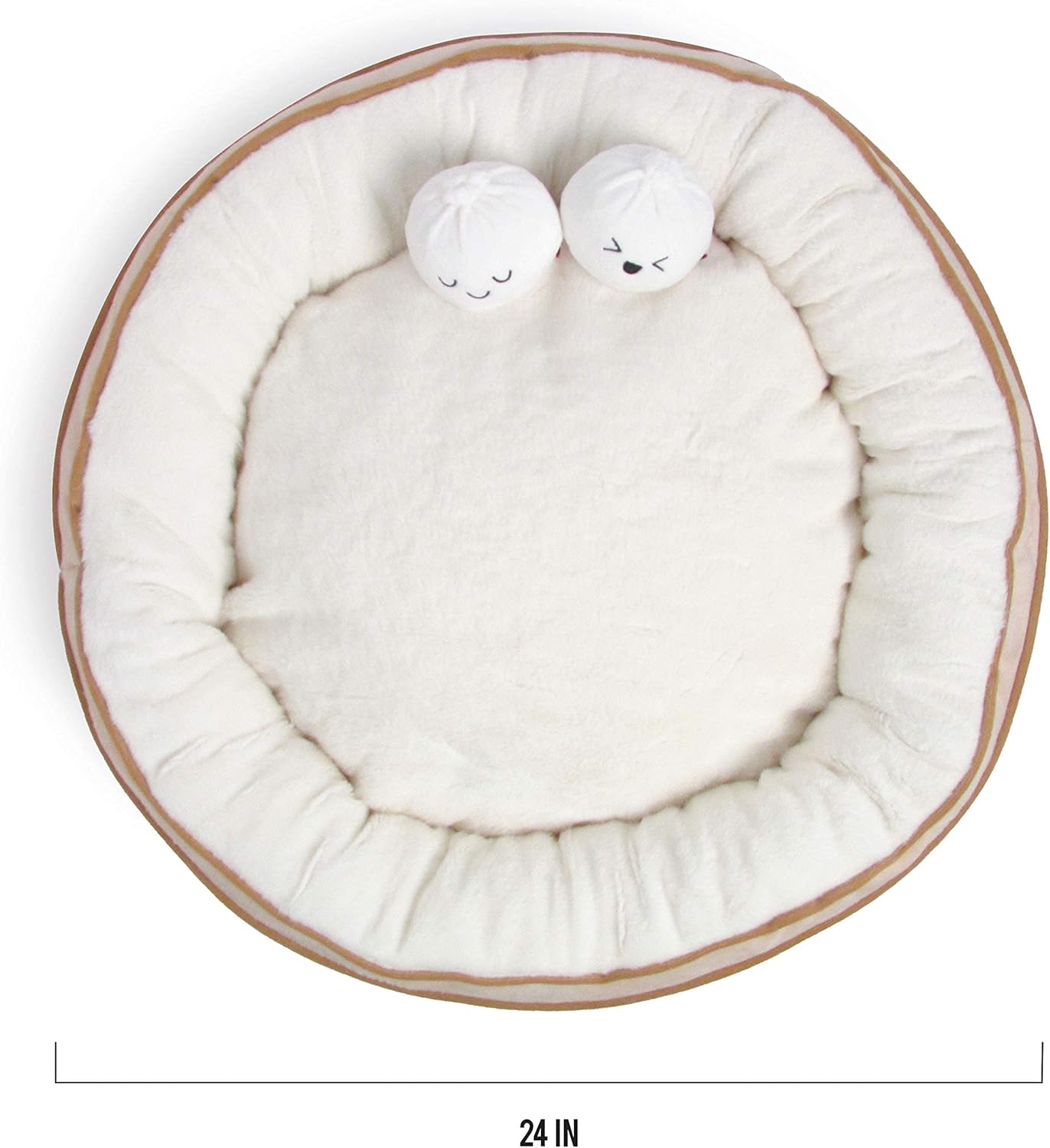 TONBO Soft Plush Small Cute and Cozy Food Dog Cat Bed, Washer and Dryer Friendly (Dim Sum) - Pet Explorer