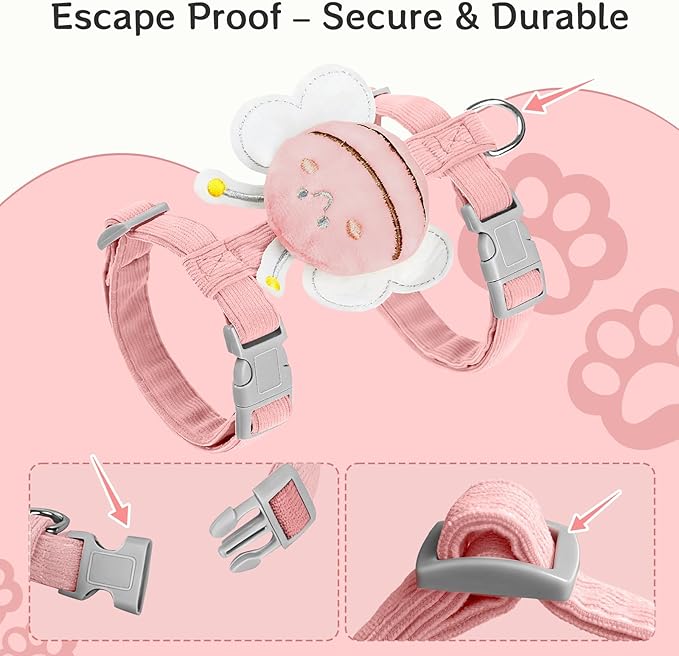 Cat Harness and Leash Set - Escape Proof Adjustable Soft Vest for Cats, Breathable Comfortable Kitten Harness for Outdoor Walking and Travel