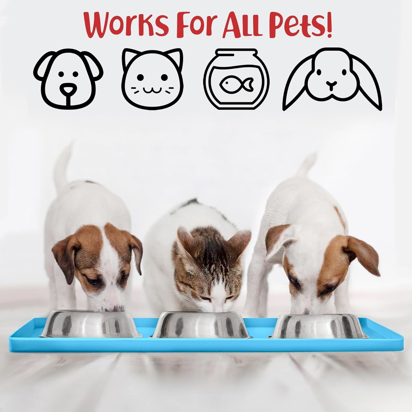 DogBuddy Dog Food Mat – Waterproof Dog Bowl Mat for Food and Water, Silicone Pet Feeding Mats for Floors, Non-Slip Placemat with High Edges for Dogs Bowls, Puppy Essentials (Small: 19"x12", Maya) - Pet Explorer
