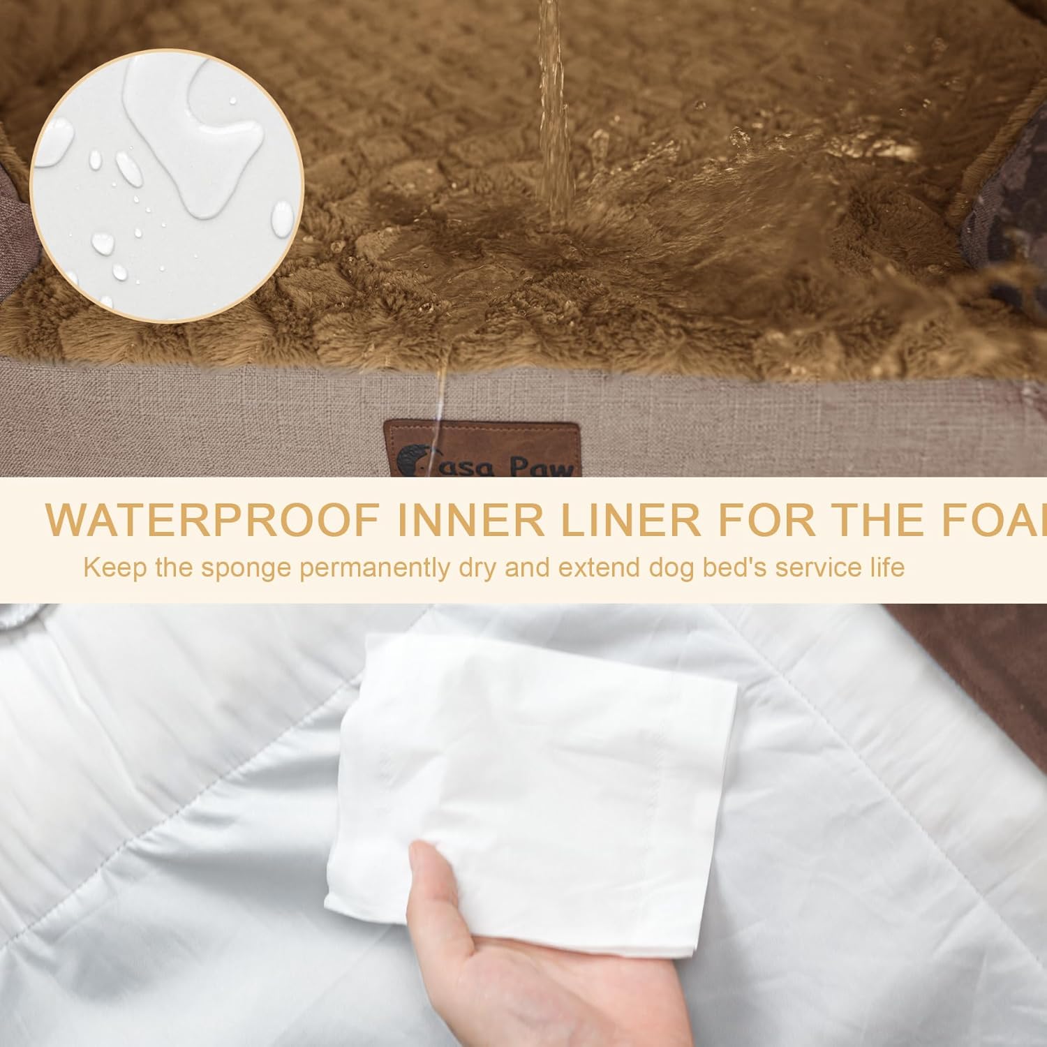 Orthopedic Waterproof Dog Bed for Extra Large Dogs, Memory Foam XL Dog Bed with Sides, Egg-Crate Foam and Non-Slip Bottom Jumbo Dogs Couch Beds with Washable Removable Cover(Jumbo,Brown) - Pet Explorer