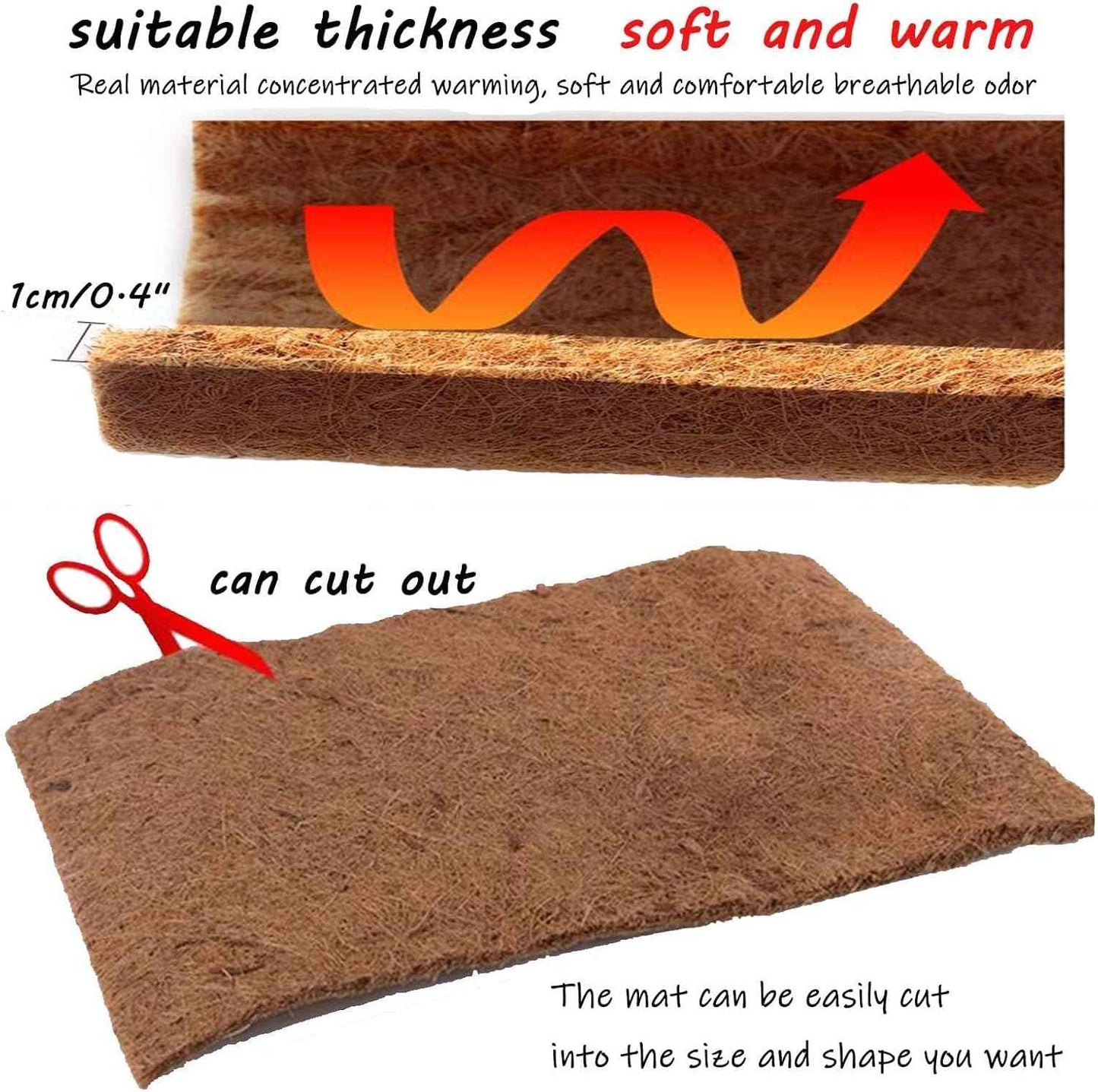 Hamiledyi Reptile Carpet Natural Coconut Fiber Tortoise Carpet Mats for Pet Terrarium Liner Reptile Supplies for Lizard Snake Chameleon Turtle Bedding Bunny Rabbit Mat (4 x Sheets)