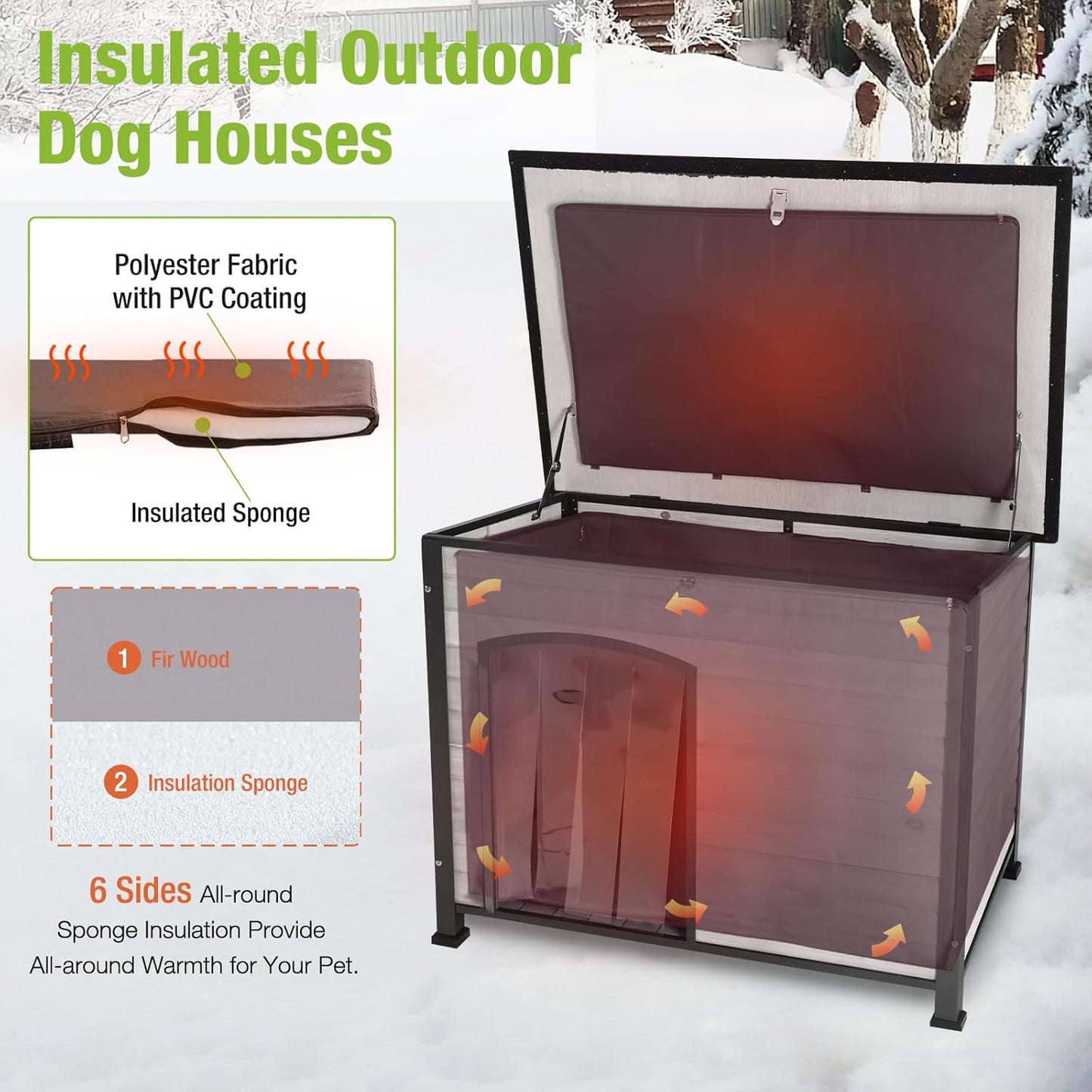 GUTINNEEN Dog House Insulated Outdoor Dog Kennel with Liner for Winter Large(Off-White) - Pet Explorer