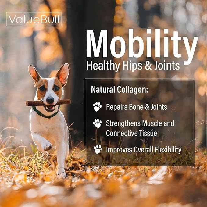 ValueBull Collagen Sticks for Dogs, 6 Inch Thick Chews, Natural Long-Lasting Dog Treats, 100 Count Bulk Pack - Supports Joints, Skin & Coat with Chondroitin & Glucosamine