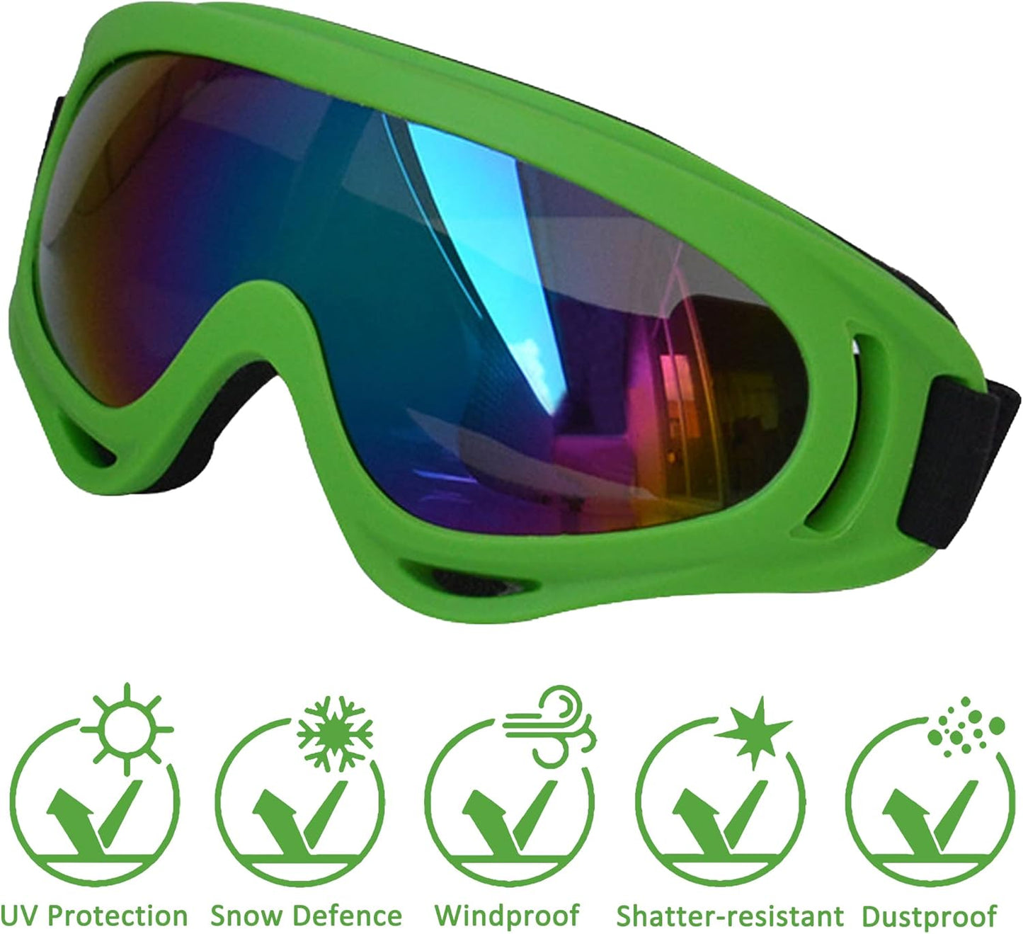 Large Dog Sunglasses With Adjustable Strap UV Protection, Windproof Puppy Eyewear, Suitable for Medium-Large Pets, Eyes Protection, Soft Goggles (Green Frame) - Pet Explorer
