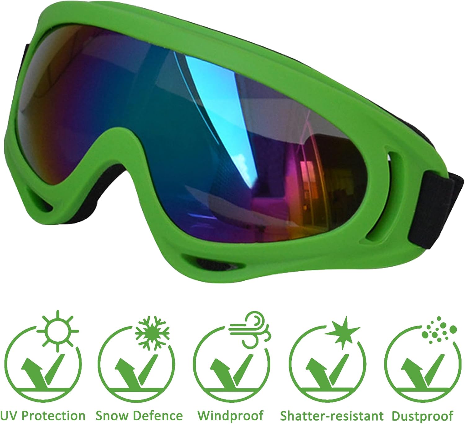 Large Dog Sunglasses With Adjustable Strap UV Protection, Windproof Puppy Eyewear, Suitable for Medium-Large Pets, Eyes Protection, Soft Goggles (Green Frame) - Pet Explorer