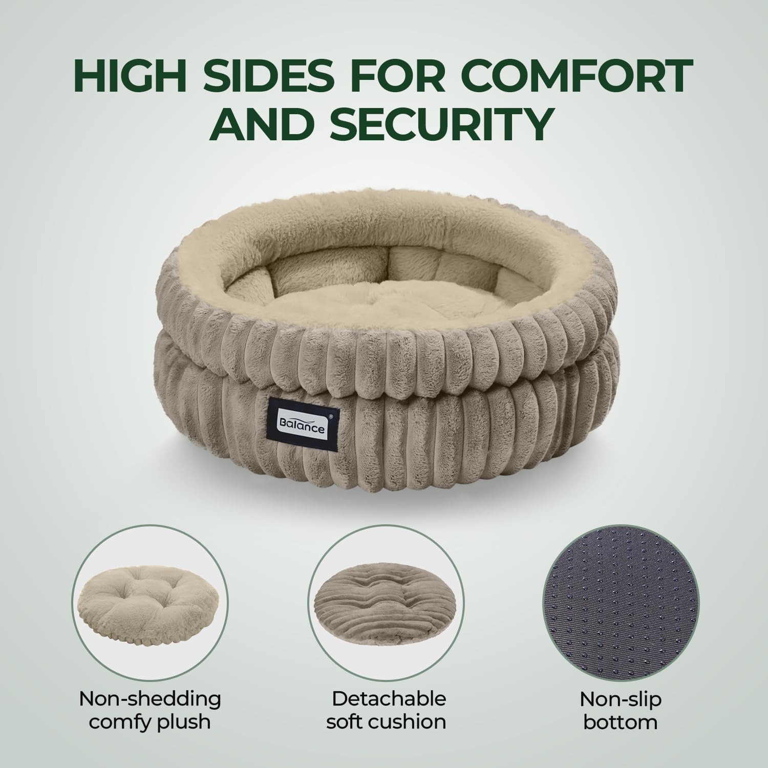 BALANCE Cat Bed Kitten Bed, Washable Round Cat Beds for Indoor Cats,Super Soft Plush Faux Fur Pet Bed for Puppy and Kitten with Anti-Slip Bottom - Pet Explorer