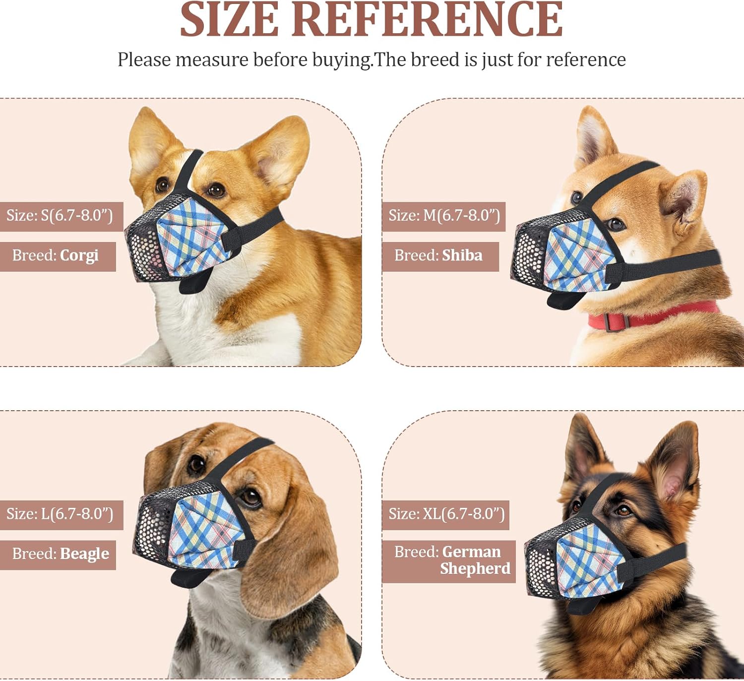 Dog Muzzle for Small Large Dogs - Soft Nylon Basket Muzzle with Adjustable Strap, Breathable Mesh Design Prevents Biting Chewing Licking Eating - Ideal for Training, Grooming & Vet Visits (Blue, L) - Pet Explorer