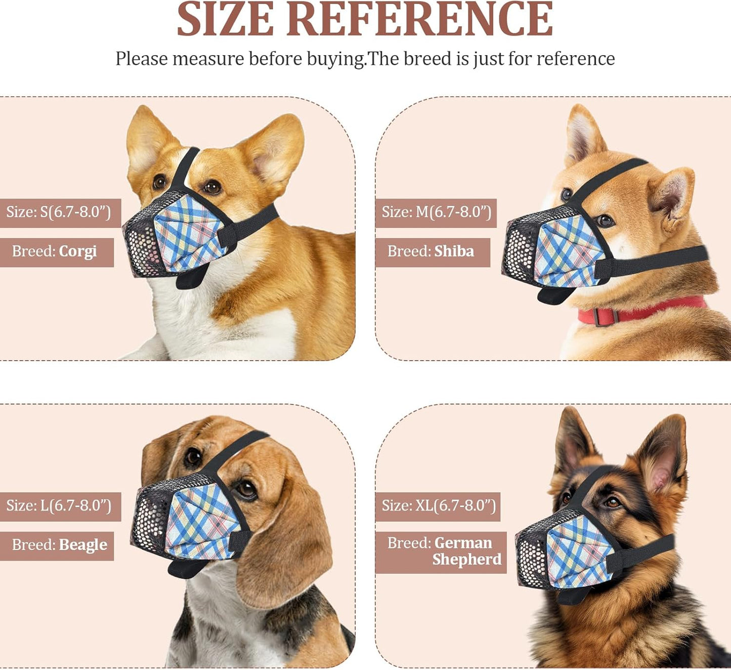 Dog Muzzle for Small Large Dogs - Soft Nylon Basket Muzzle with Adjustable Strap, Breathable Mesh Design Prevents Biting Chewing Licking Eating - Ideal for Training, Grooming & Vet Visits (Blue, XL) - Pet Explorer