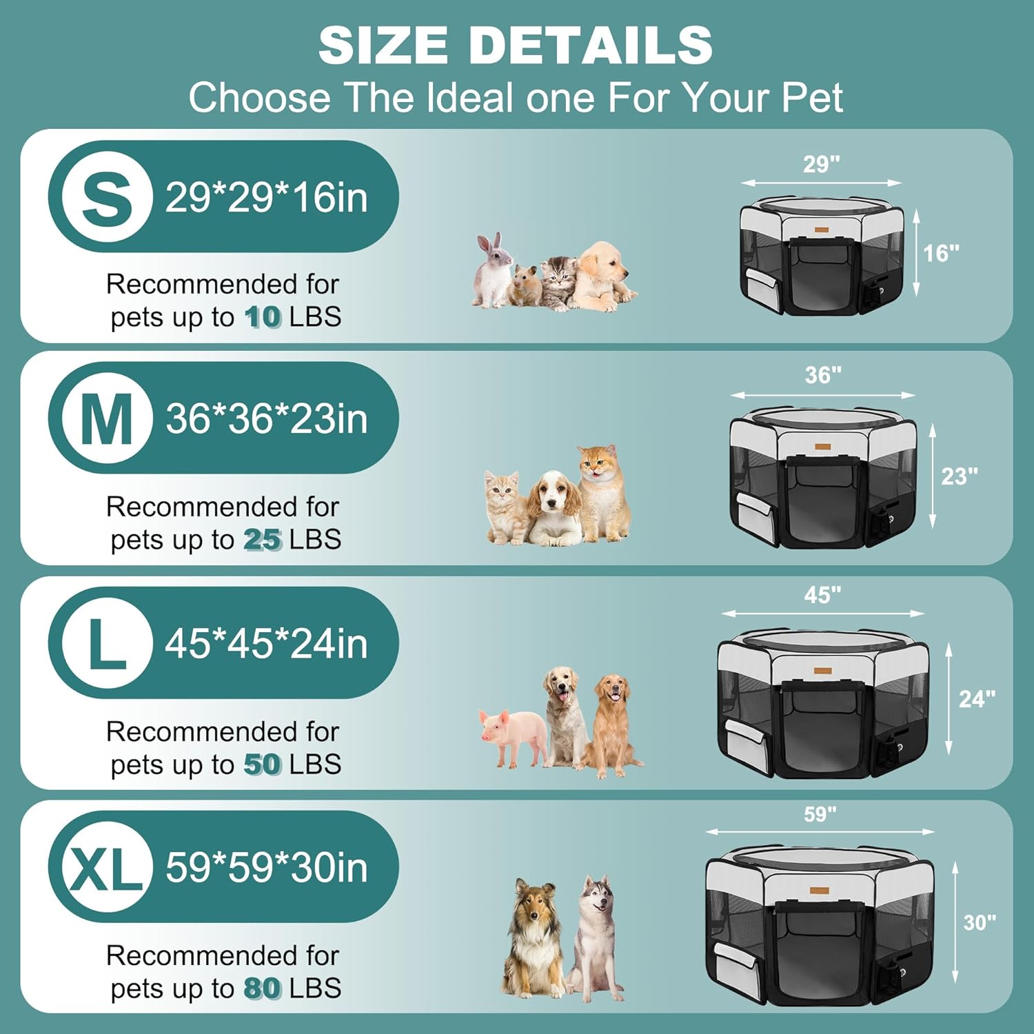 Dog Playpen, Portable Pet Play Pen for Cat, Puppies, Rabbits, Chickens, Foldable Large-Capacity Pet Tent for Indoor/Outdoor Travel Camping - Pet Explorer