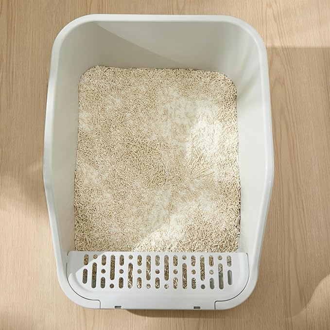 SpaceTime Large Cat Litter Box with High Sides,Cat Boxes for Indoor Cats,Cat Litter Pan for Kitty,Litter Box with Low Entry,Easy to Clean,Anti-Splashing(Yellow)